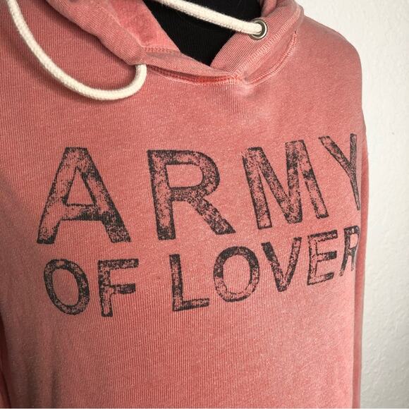 Sundry washed pink Army of Lovers hooded pullover knit top size 2 or Medium - Picture 8 of 15